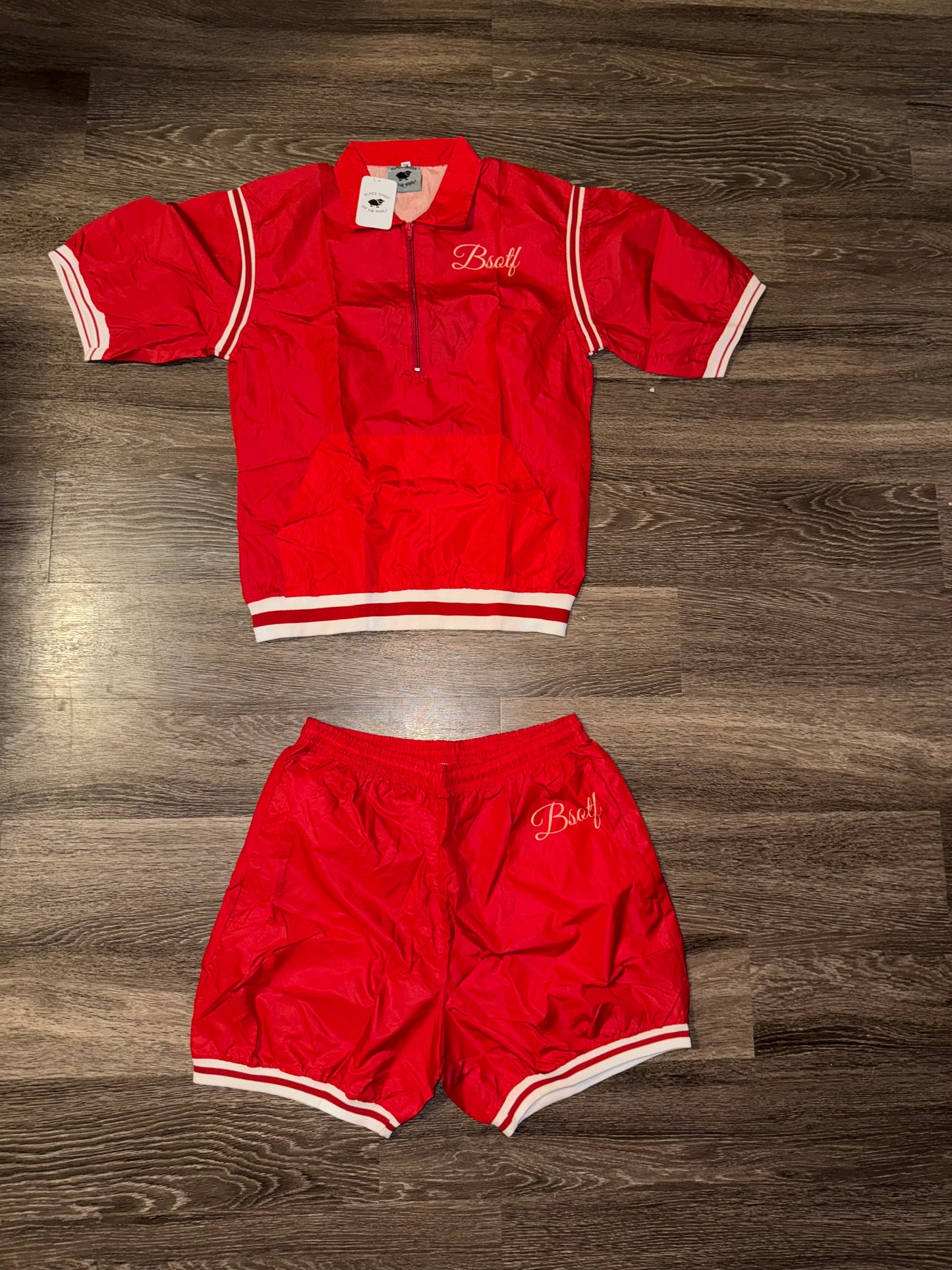 Women Red Short Windbreaker