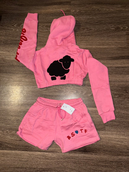 Woke pink Crop Top Set