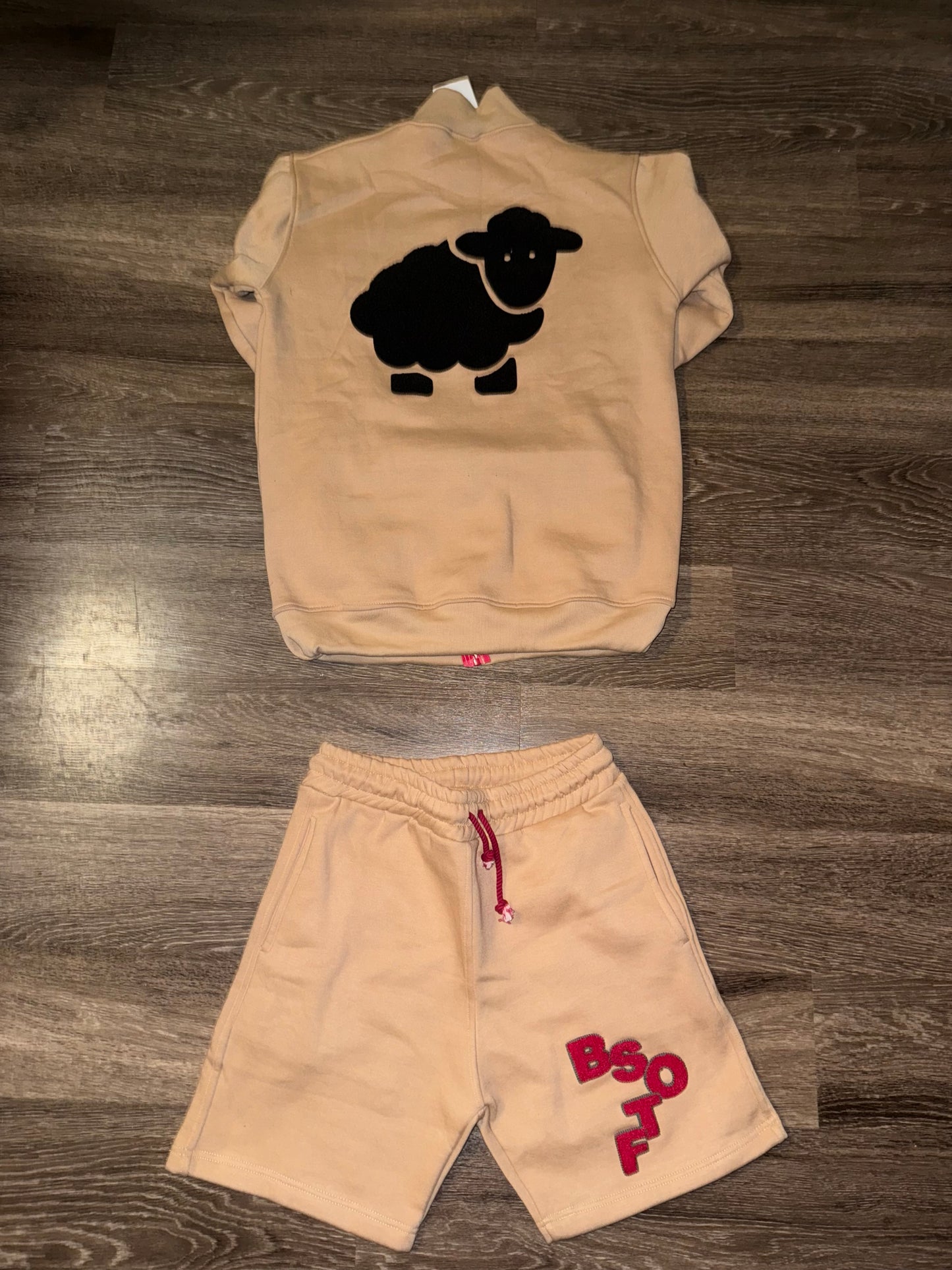 Tan & Pink Jacket & Short Set