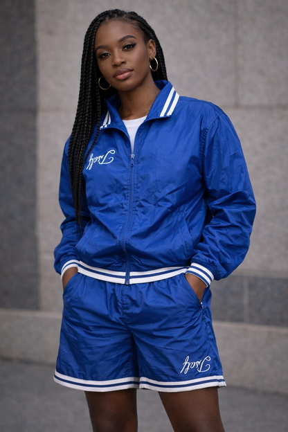 Women Blue Short Windbreaker