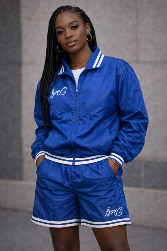 Women Blue Short Windbreaker